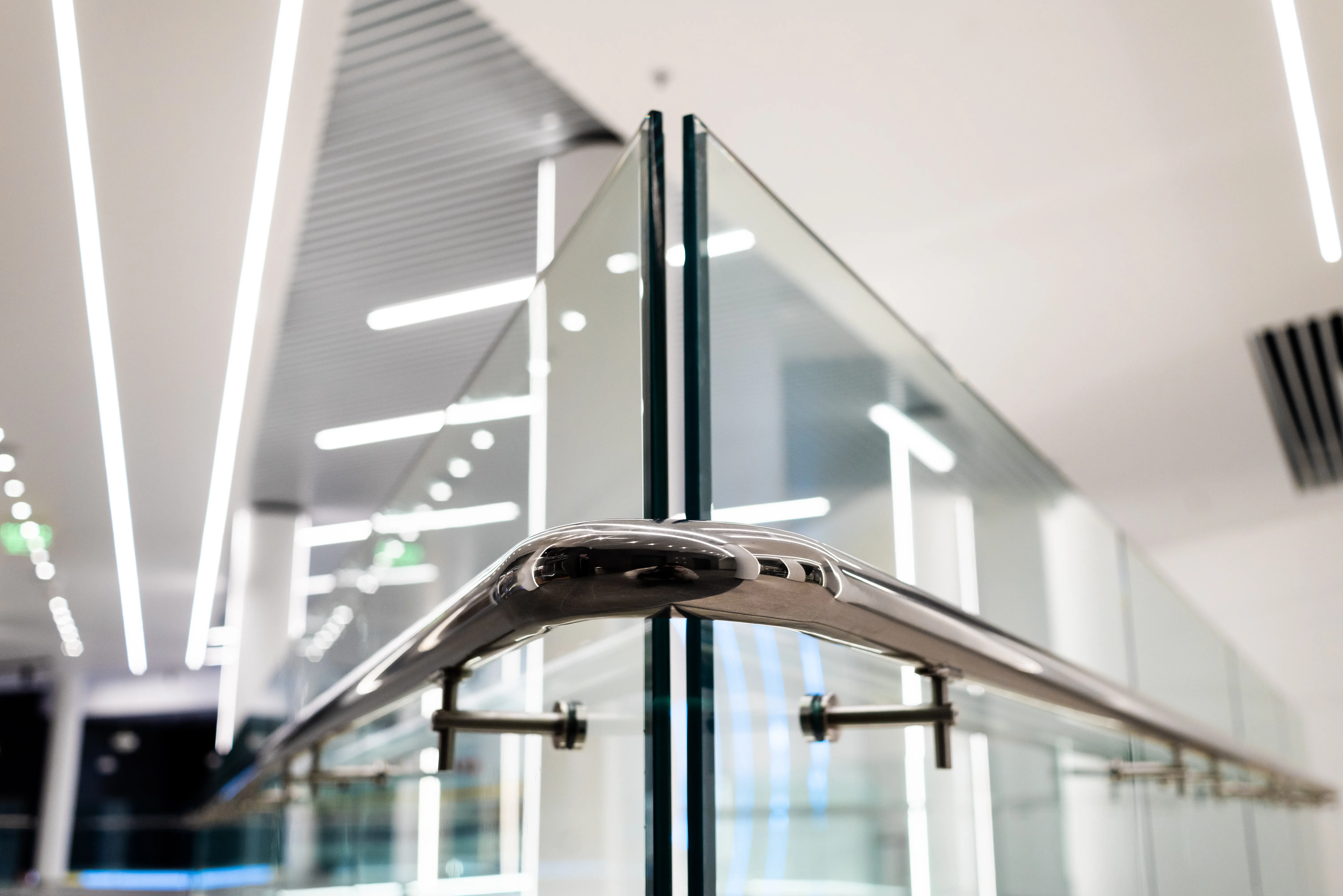 Metal railings and glass wall outdoor